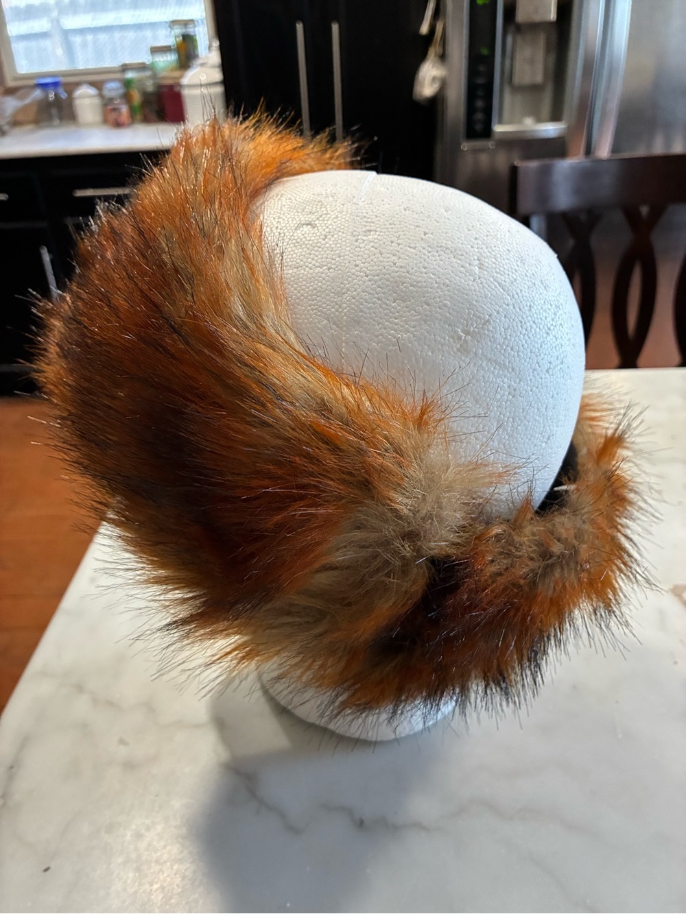 Faux reddish-brown fox  winter headband